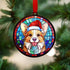 Corgi in Santa Hat Suncatcher Decoration